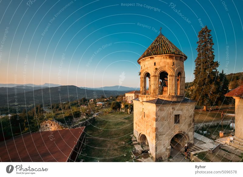 Kutaisi, Georgia. Bell Tower Of Gelati Monastery In Evening Time mountain ancient city second jerusalem church sightseeing new athens outdoor country unesco
