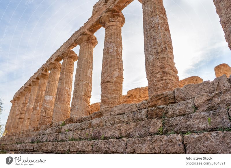 Ruins of ancient temple on sunny day architecture column heritage ruin stone archaeology historic landmark sicily sightseeing valley of temples italy agrigento