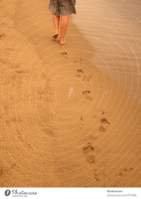 leaving Beach Ocean Woman Barcelona Yellow Going Summer Tracks Feet Legs Water Sand