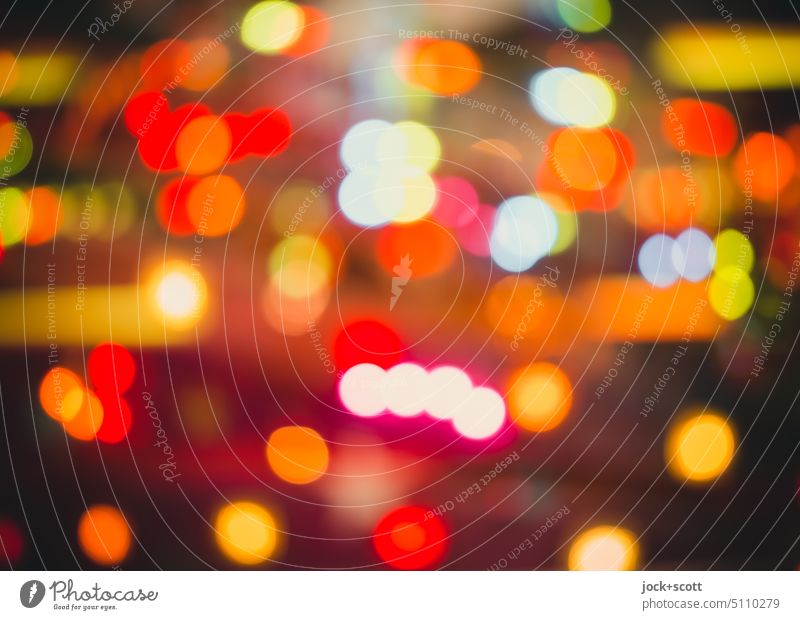 bright colorfulness with many dots Colour Illuminate Multicoloured Colour palette Neon light blurriness bokeh Double exposure Point Decoration Artificial light