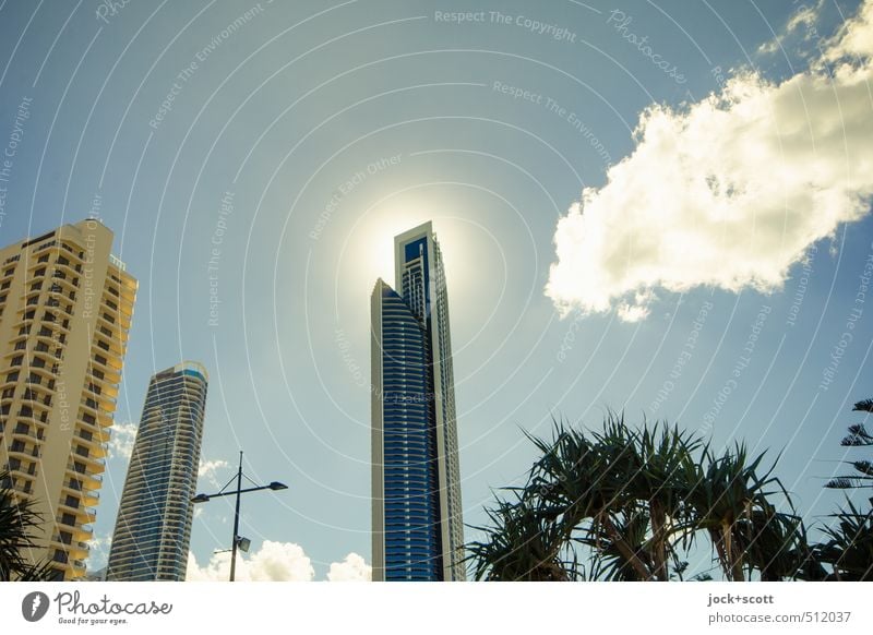 halo effect Sun Climate Warmth Exotic Queensland Australia Downtown High-rise Lighthouse Building Architecture Illuminate Hot Modern Halo Sun's position