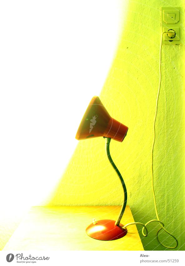 table lamp Lamp Table Light Overexposure Green Cupboard Bed Bedroom Old-school Retro Red Socket Electricity Electric bulb Connector Light switch luminosity