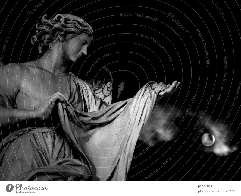 resignation Sculpture Woman Moonlight Clouds Hand Rome Italy Night Dark Baroque