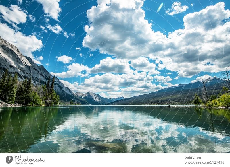 cloudbath Clouds Alberta Jasper national park Lake trees Landscape Forest Mountain Canada North America Rocky Mountains Nature Fantastic Vacation & Travel