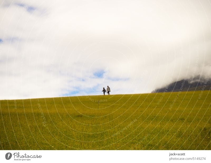 together between heaven and earth Couple Sky Nature Landscape Clouds Vacation & Travel Relaxation vacation Tasmania Australia Meadow Maria Iceland Freedom