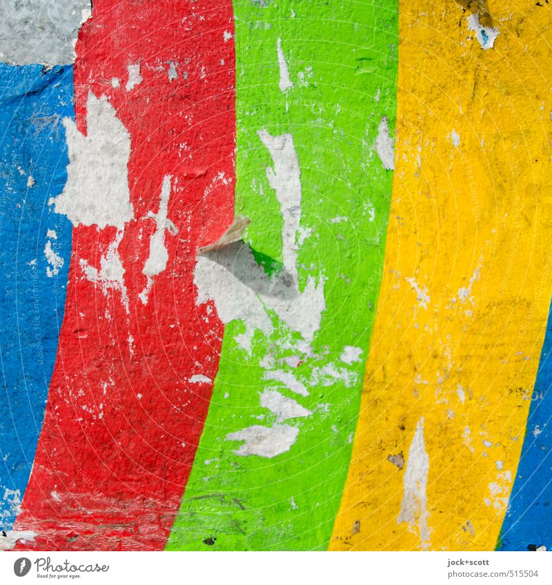 Colourful-wonderful Design Subculture Decoration Stripe Happiness Inspiration Paper Surface Broken Curved Scrap Intensive Street art Plastered Abrasion