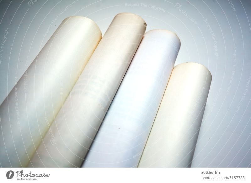 Four rolls of paper Leaf Print shop Colour Empty Paper Paper sheet Poster Coil White four Printing Craft (trade) Material memo coiled