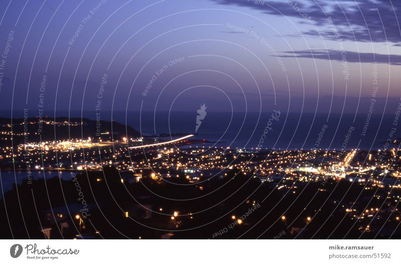 Landing!!! Airplane Long exposure Exposure Night Twilight Light Line Night shot New Zealand Wellington Evening Airport Movement