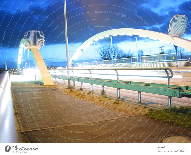 over the bridge Rostock Night Long exposure Art Bridge Railroad Architecture