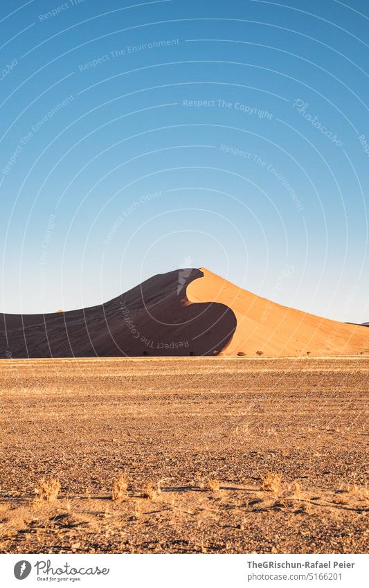 Sand dune with tracks against blue sky and sandstorm - a Royalty Free Stock  Photo from Photocase