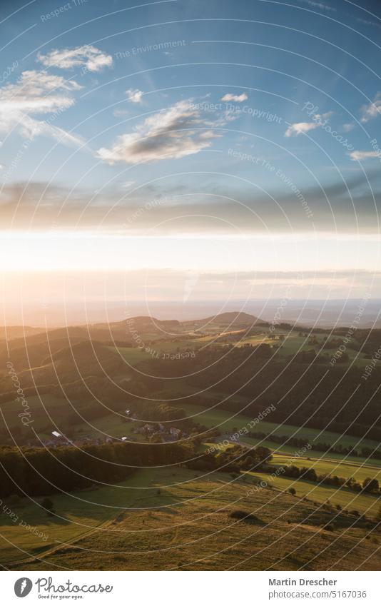 Twilight in the Rhön mountains Hiking Nature Exterior shot Landscape Vacation & Travel Mountain Trip Sunset Highlands Low mountain range landscape Back-light