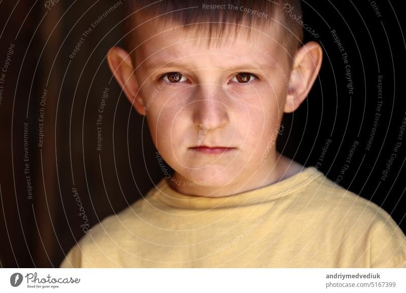 Little Blond Boy Making Scared Face Stock Photo, Picture and