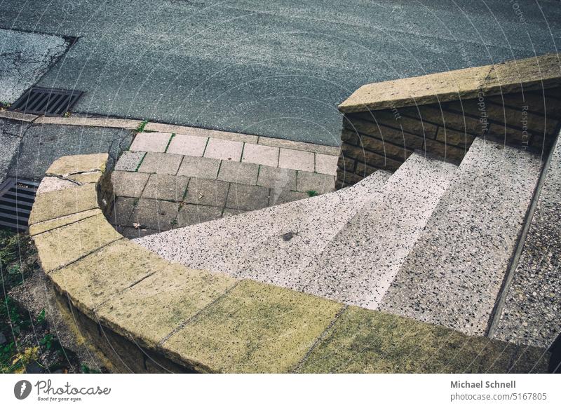 Down, to the street Stairs downstairs look down Downward Street Dangerous just diverse not uniform Pattern pattern mix Old Old fashioned Town Architecture