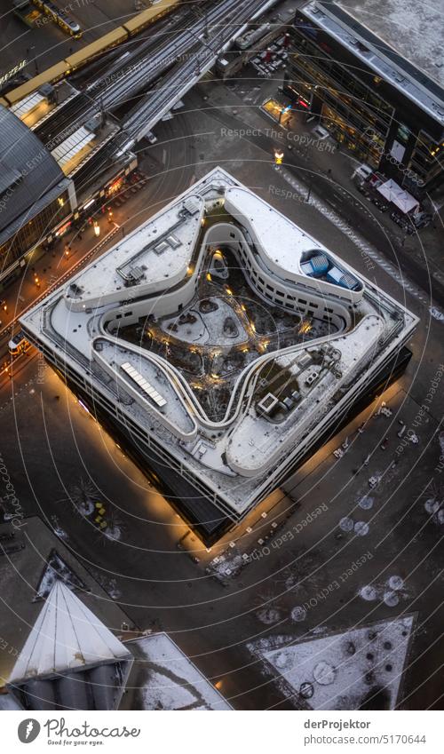 View of building courtyard from TV tower on a winter morning Berlin Centre Pattern Abstract Urbanization Cool (slang) Capital city Copy Space right