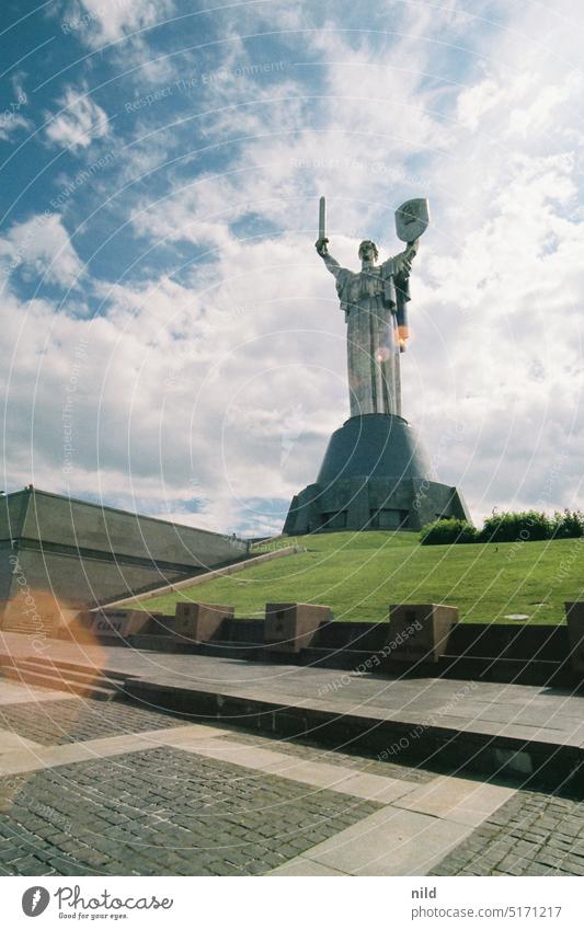 Kiev - Mother Home Statue Ukraine Kyiv Building Architecture City Analogue photo Kodak Gigantic huge splendour Landmark