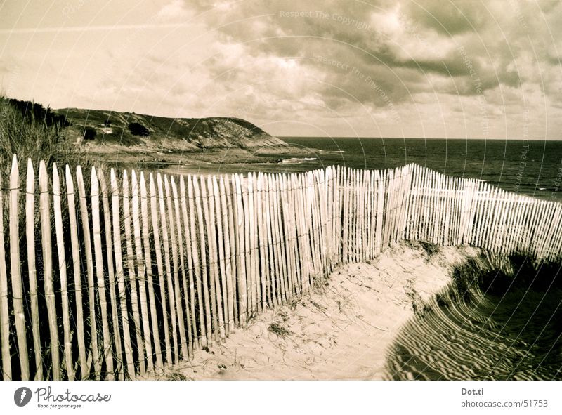 Way to the beach of a bay in Brittany analogue Vacation & Travel Summer Beach Ocean Nature Landscape Sand Water Sky Clouds Horizon Sunlight Weather Wind Rock