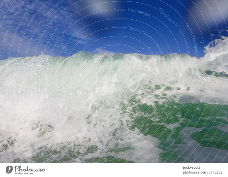 steep running water wave Waves Pacific Ocean Nature White crest Water Movement Elements Background picture Blue sky Wave action motion blur Swell Australia