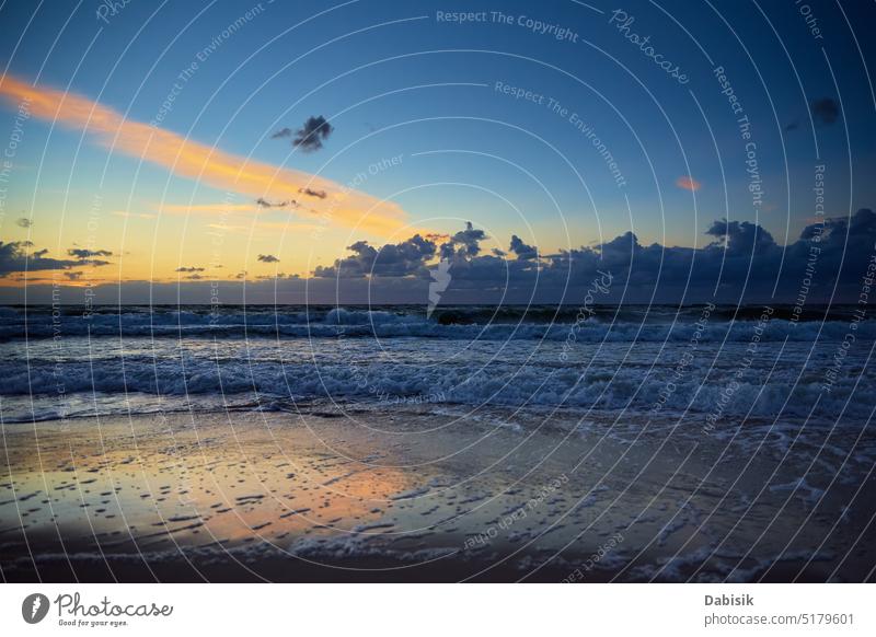 Baltic sea against dramatic cloudy sky at sunset baltic sea waves beach landscape water seascape nature panoramic sunrise amazing poland ocean summer sunlight