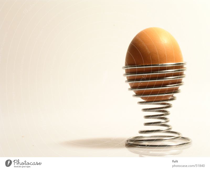 an egg Egg cup Curved Brown Raw Nutrition Breakfast Metal chrome Shadow Food Structures and shapes