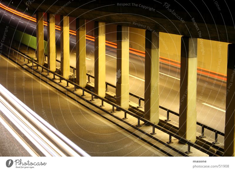 *woosh* Concrete Tunnel Light Highway Speed Red White Long exposure Column Fence Architecture