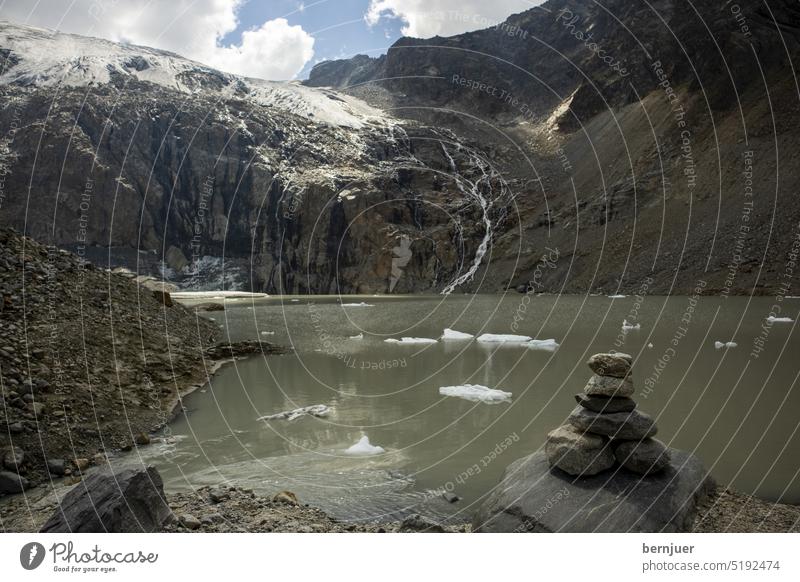 Sulzenausee in the Tyrolean mountains cloud sunny Beiljoch Landscape Wild Blue outdoor Stone Peiljoch Hiking Nature Glacier Waterfall Top Rock Summer rocky