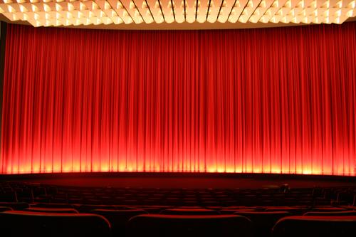 auditorium Cinema Hall Dresden Red Light Stage Closed Palace Drape Shows Theatre