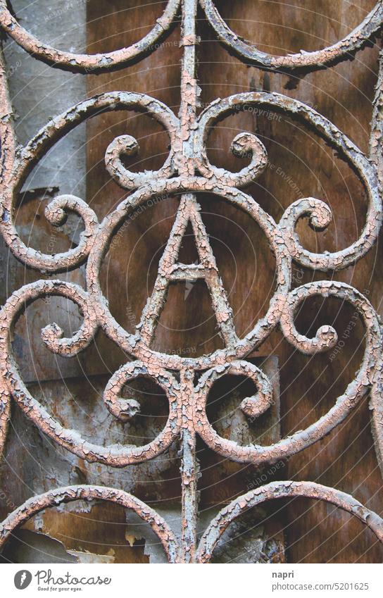 All magic has a beginning | letter A in the form of weathered iron ornament Letters (alphabet) Typography Ornament Characters decoration Curlicue squiggled