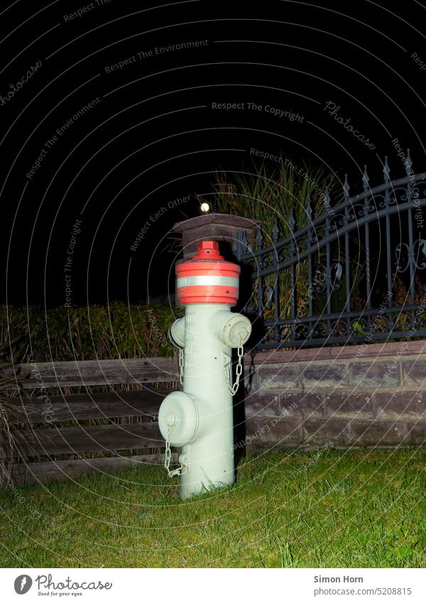 Hydrant in moonlight Fire hydrant Fire department Water supply Night Infrastructure Safety Mood lighting Statue functionality Connection Erase Fire prevention
