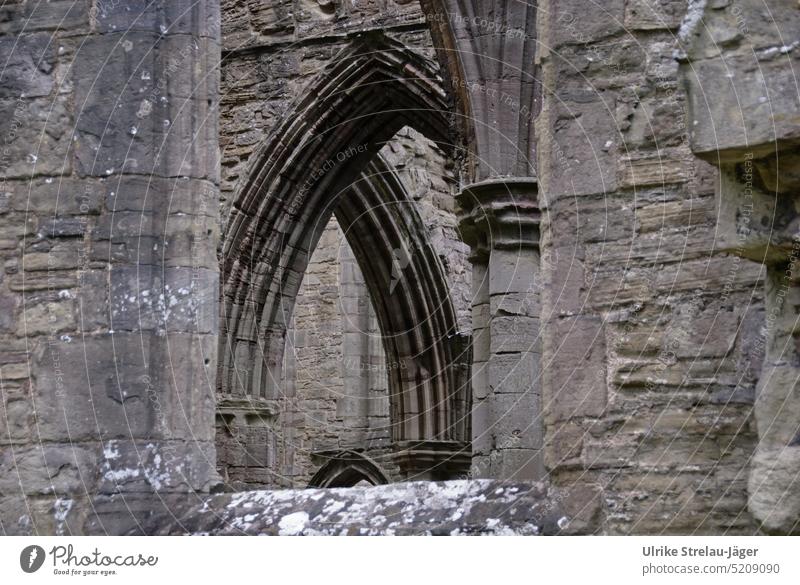 View into a church ruin Church stone church Stone arches stone arch Ruin grey stones Looking inwards Architecture Building Manmade structures Wall (barrier)