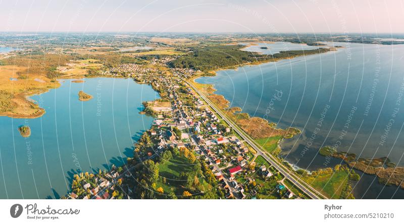 Braslav, Braslaw District, Vitebsk Voblast, Belarus. Aerial View Of Town. Famous Lakes Braslau Braslav lakes Dryvyaty Novyaty aerial aerial view architecture