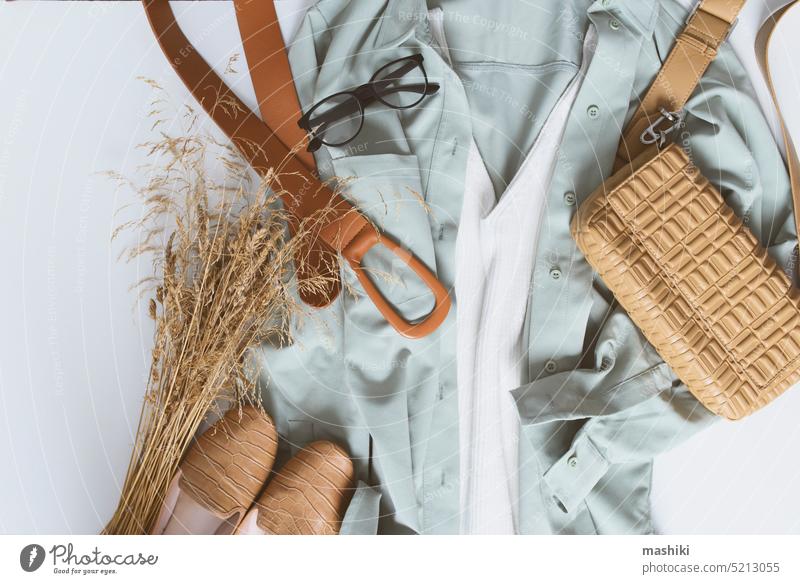 woman in casual clothing with shopping bags Stock Photo by