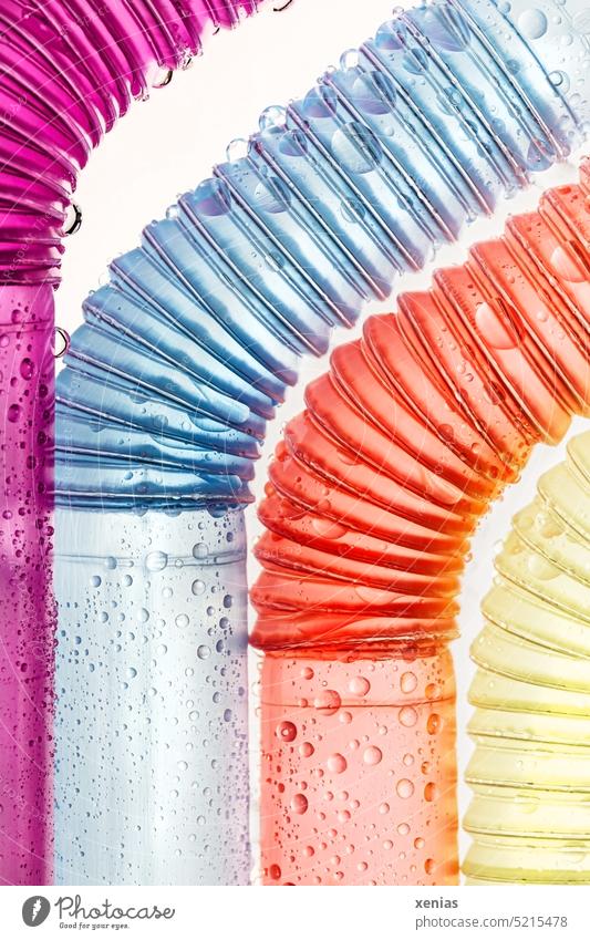 Drinking Straws Closeup, Colorful Plastic Straw Macro Image stock