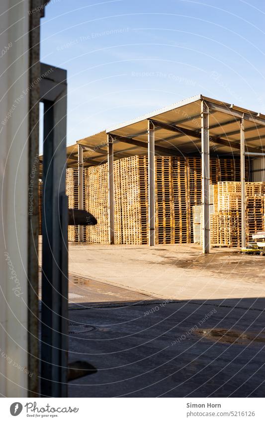 Pallets in large quantity Palett pallet stacks Logistics Storage Transport Euro Pallet Shipping Warehouse Commerce Industry Stack logistics Trade cargo