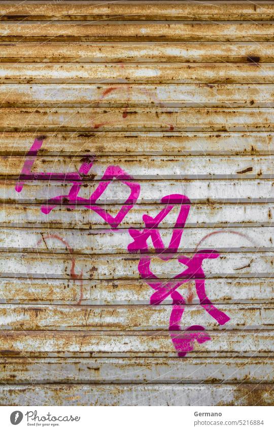 Old rusty door Outdoor aging backdrop background blank closed color construction dirty empty entrance exterior factory front fuchsia garage gate graffiti grunge