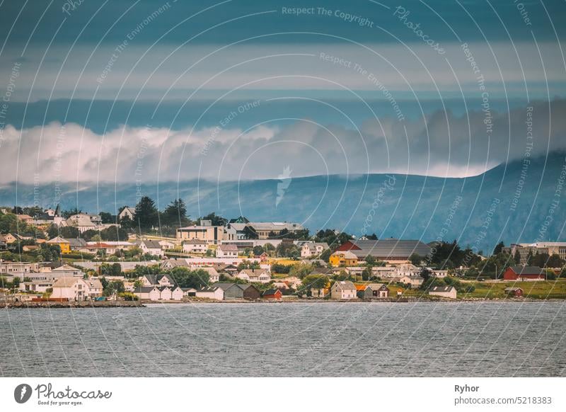 Alesund Islands, Norway. View Of Godoy, Giske Skyline In Summer Day town alesund sea landscape view place sightseeing house summer scandinavia geirangerfjord