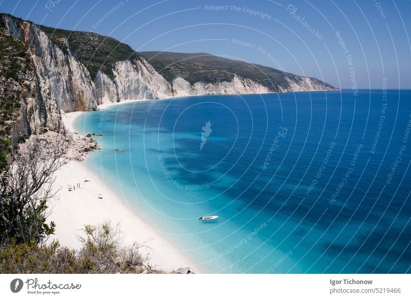 Remote and hidden Fteri beach in Kefalonia Island, Greece, Europe greece kefalonia cephalonia fteri vacation summer water nature travel landscape destination
