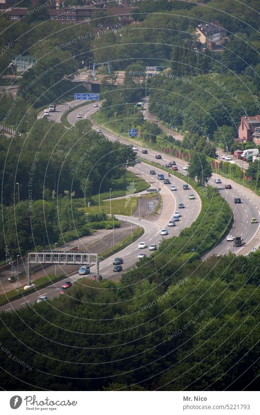 freeway Highway Transport Street Traffic infrastructure Motoring Road traffic Car Mobility Means of transport Rush hour Lanes & trails S Curve The Ruhr