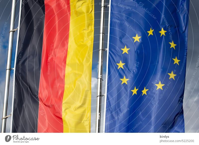 Germany and Europe. Germany flag and Europe flag side by side German flag European flag EU flag flags Flags Member State European Union brd Politics and state