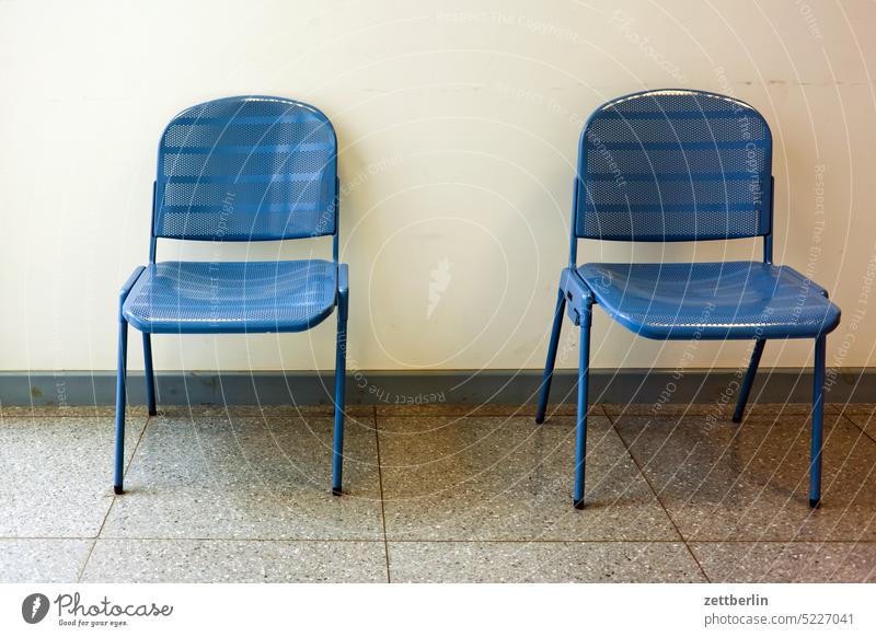 Two chairs Chair two Couple Seating Furniture Wait waiting room Waiting area Waiting room official Doctor bureaucracy Request applicant Empty Free Gloomy