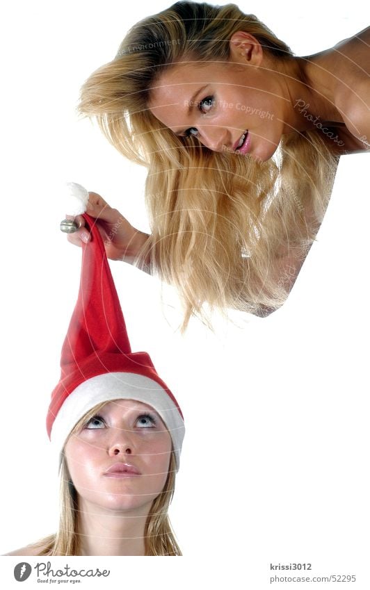 &lt;font color="#ffff00"&gt;-=santa´s=- proudly presents Santa Claus hat Woman Tuft Curl Bell Christmas & Advent Red Winter Blonde Hover Beautiful White Purple