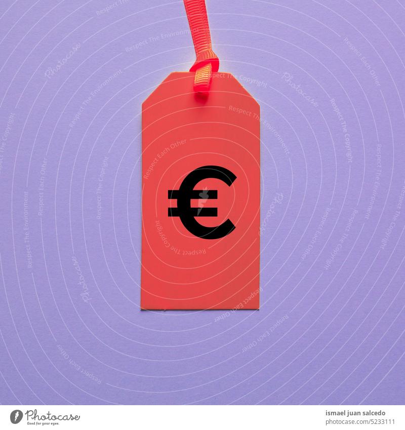 euro symbol on the red price tag red tag red color purple background mockup red mockup object euro sign € money market buy icon black friday sale sales font