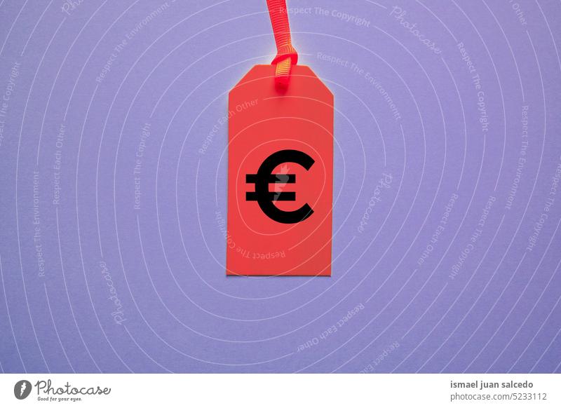 euro sign on the red price tag for sales red tag red color purple background mockup red mockup object euro symbol € money market buy icon black friday font