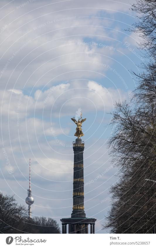 June 17 Day Victory column Television tower Berlin zoo Street Capital city Monument Goldelse victory statue Sky Germany big star Landmark Copy Space Victoria