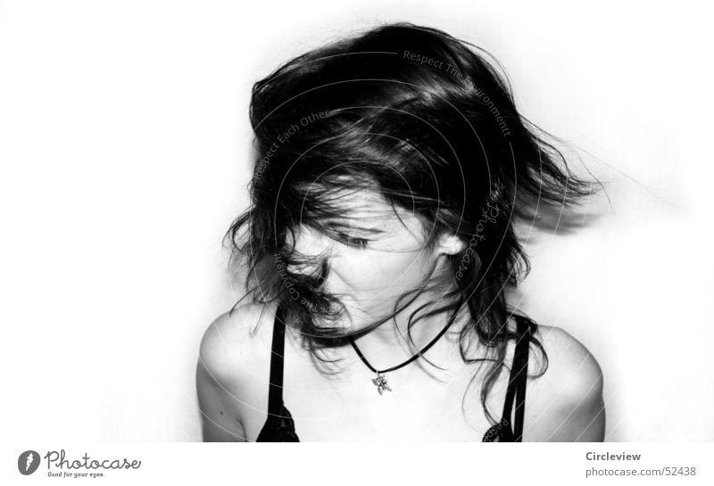 Headwind #1 Woman Black White Human being Shake Action Portrait photograph Emotions Power Speed Hair and hairstyles Face Black & white photo Shadow human shade