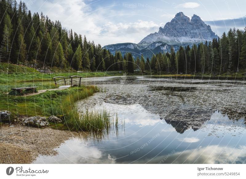 Lago Antorno Lake,Tre Cime di Lavaredo mountain in background, Dolomites, Italy italy antorno lago lake dolomites alpine misurina italian europe dolomiti