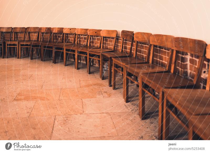 Chair collection chairs Many Side by side chair circle Empty unmanned Church Row Structures and shapes Seating Round Room Furniture Row of seats Row of chairs