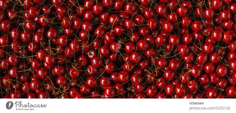 Cherry background. Cherry top view, banner size stack pile supermarket aroma food nature health sale fruit fruits farm agriculture healthy diet store vitamin