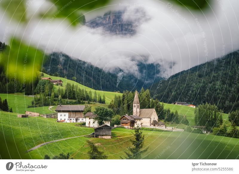 Santa Maddalena church in the Dolomites, Val di Funes, Italy, Europe italy dolomites valley funes landscape nature villnss mountain italian village panorama