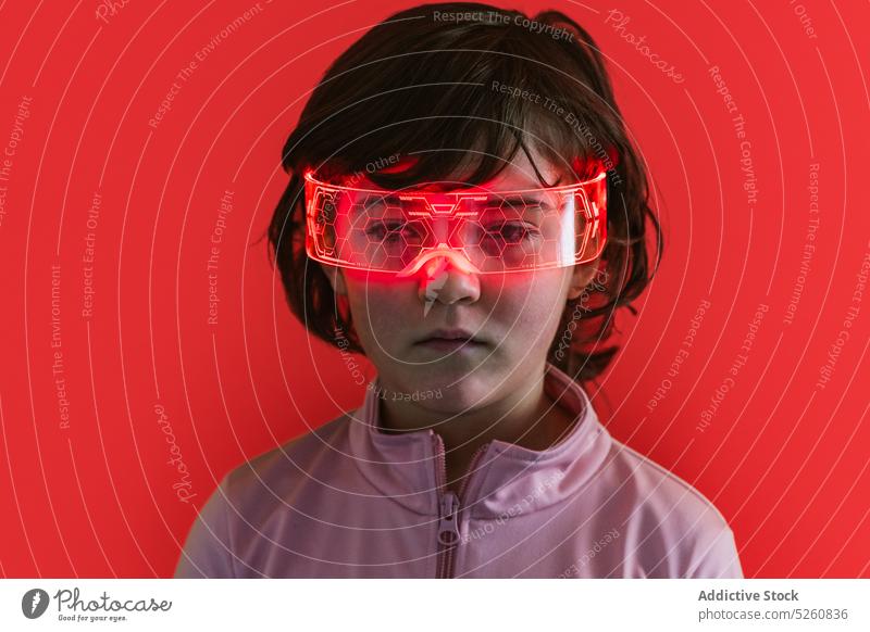 Girl in glowing futuristic glasses - a Royalty Free Stock Photo from  Photocase