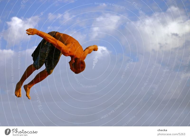 basejump Jump Action Clouds Man Athlete Sports Flying Athletic